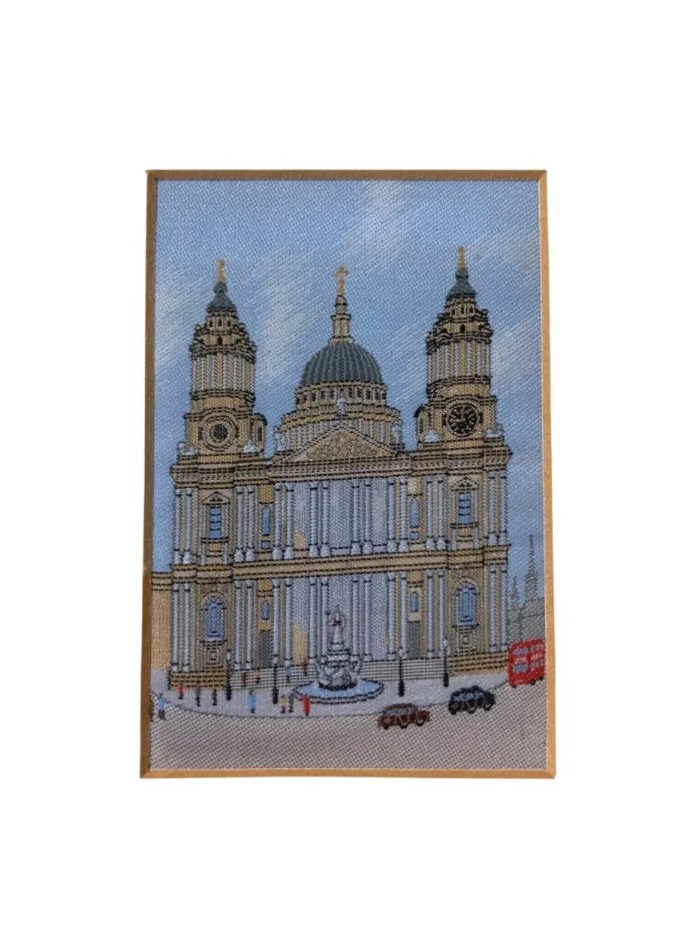Vintage Framed London Landmarks Detailed Woven Textiles Or Jacquard